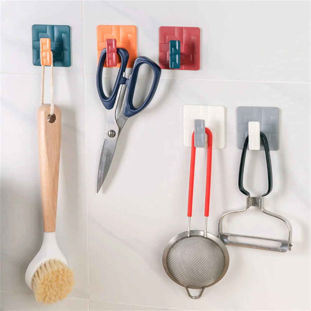 

Durable Wall Fashion Nail Free Beautiful Square Household Portable Creativity Simple Hook Up No Trace Kitchen Wear-resistant