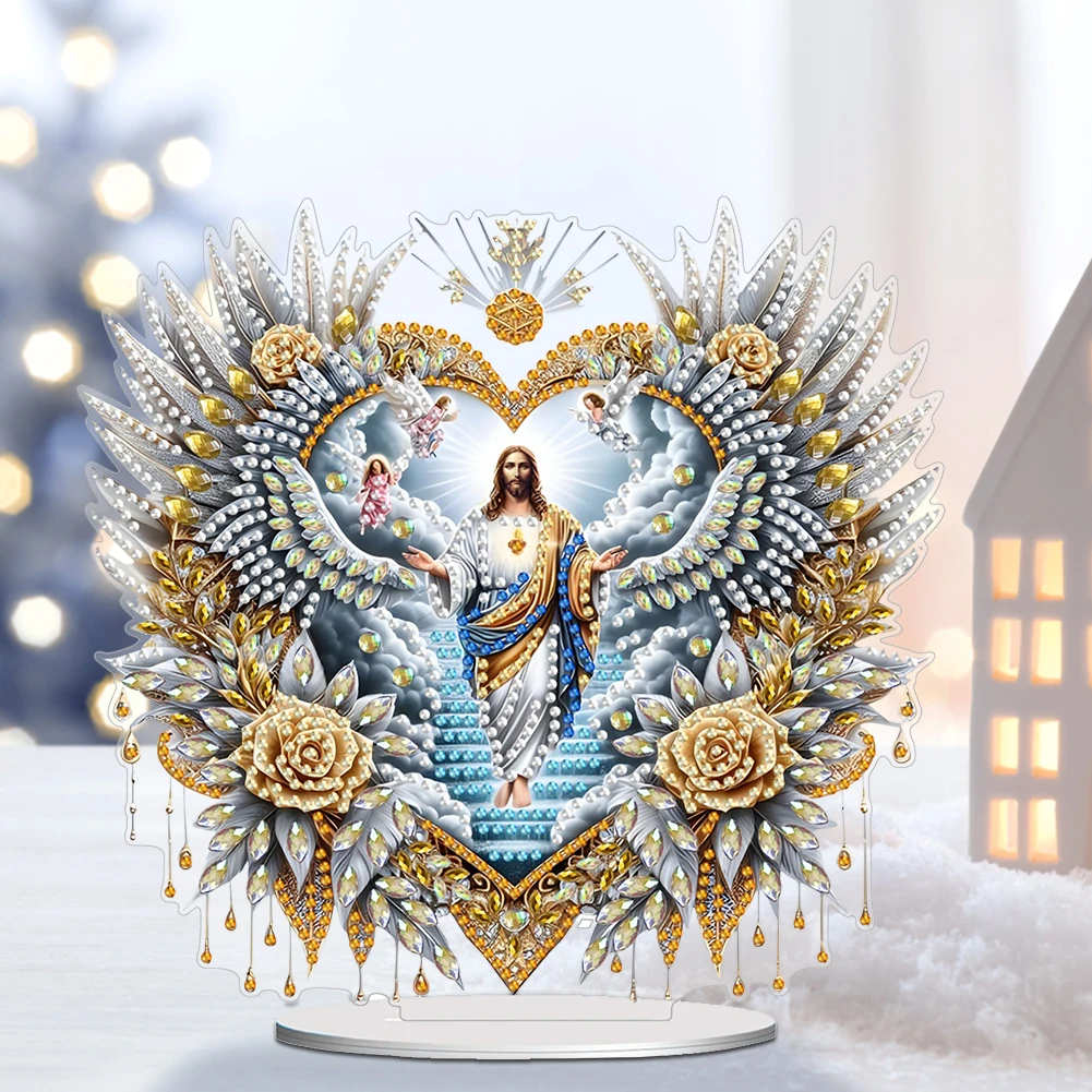 Акриловые рождественские настольные украшения с изображением Иисуса алмазная