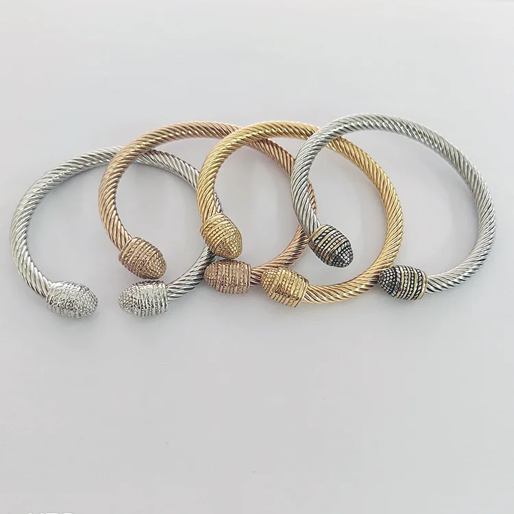 

Fashionable Personality All-match Stainless Steel Wire Bangles for Women AAA Cubic Zirconia Prom Party Stage Show Jewelry Gift