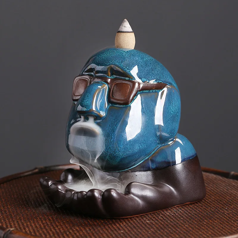 

Креативная искусственная фигурка благовоний, солнцезащитные очки Brother Backflow, курильница для благовоний, резная ноздри, струящиеся благовония