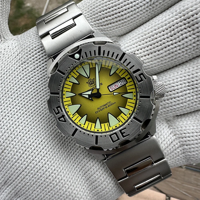 

Мужские автоматические часы STEELDIVE, механические наручные часы для дайвинга 20 атм, водонепроницаемость C3, светящиеся стальные часы с сапфировым стеклом NH36, дата недели