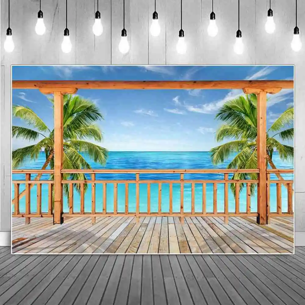Tropical Palace Viewing Flatform Photography Backdrops Custom Baby Party Decoration Studio Photocall Photo Booth Backgrounds enlarge
