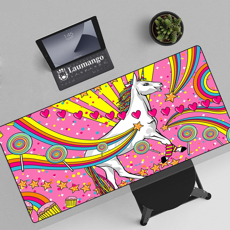 

Pad On The Table Pc Gaming Computer Keyboard Large Mouse Pad Cute Cartoon Unicorn Gamer Carpet Extended Mause Cabinet Mousepad