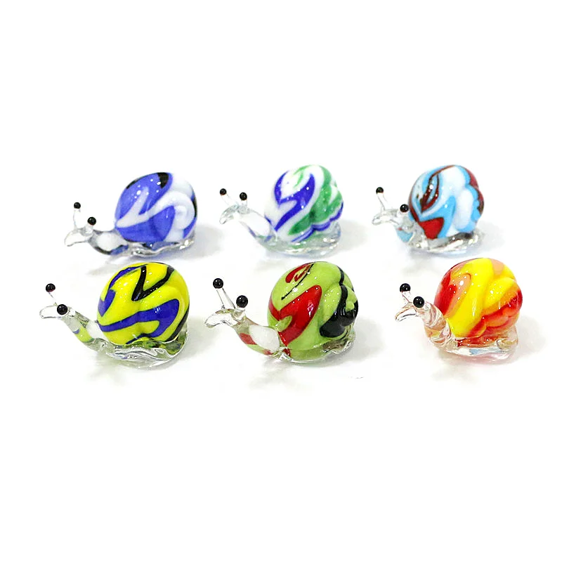 

Colorful Cute Snail Miniature Figurine Glass Ornament Creative Easter Animal Mollusc Tiny Statue Home Desktop Fairy Garden Decor