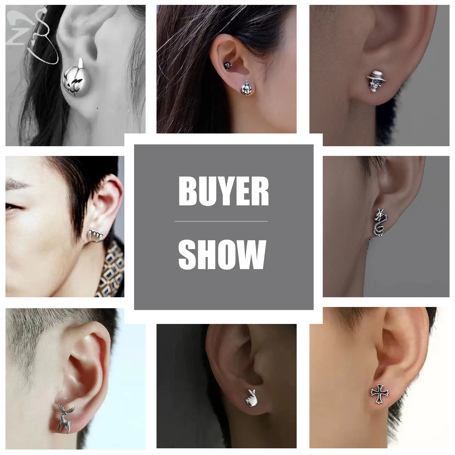 Серьги-гвоздики ZS в стиле панк-рок мужские украшения для пирсинга из нержавеющей