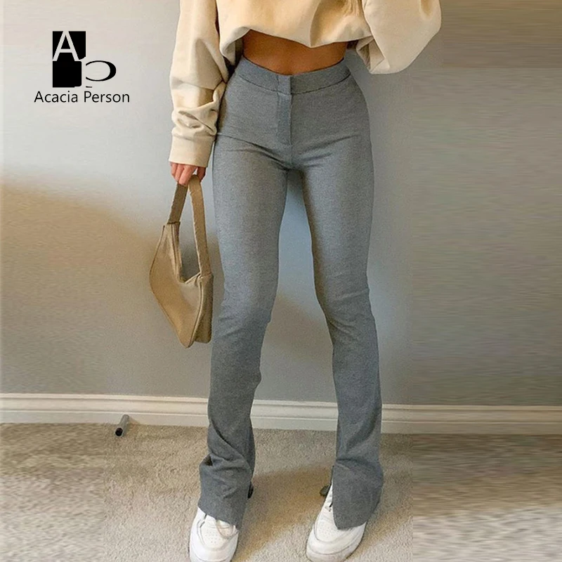 

Women's Solid High Waist Stretchy Leggings Skinny Sexy Split Out Long Trousers Casual Sport Pants Streetwear Spring Autumn 2022