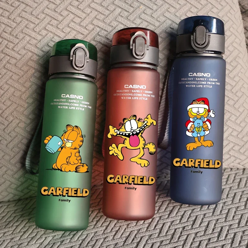 560ML Children's The Garfield Show Leak Proof Water Cup Outdoor Travel Portable Large Capacity Plastic Bottle