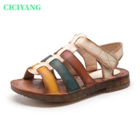 ciciyang sandals women genuine leather 2022 summer new flat mother shoes non slip ladies beach shoes cutout weave roman sandals