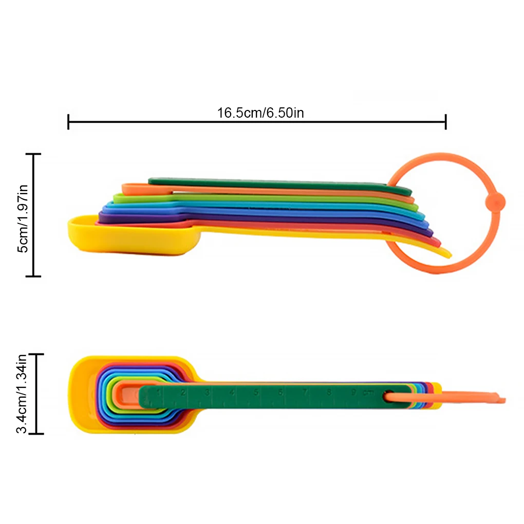 

Пластиковые мерные ложки, набор, штабелируемые ложки для выпечки, сухие влажные ингредиенты, кухонные инструменты для повара, 8 штук, малень...