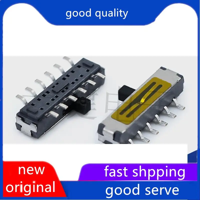 

10pcs original new MSKT-42D01T (4P2T) Small toggle 12 pin 2-speed horizontal patch Mini toggle sliding switch yellow film