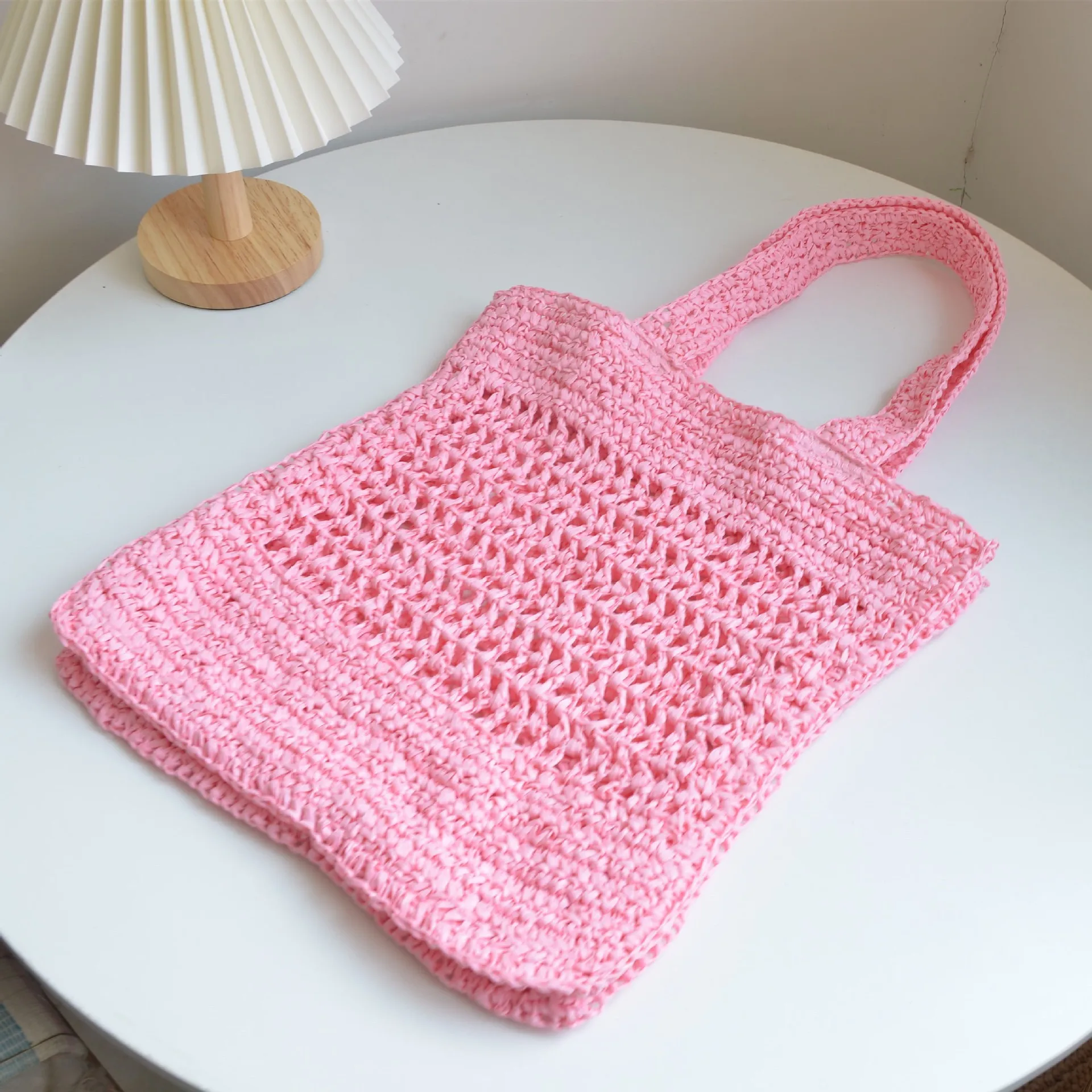 Colorful Hollow Shoulder Woven Bag for Women Fashionable Beach Handbag