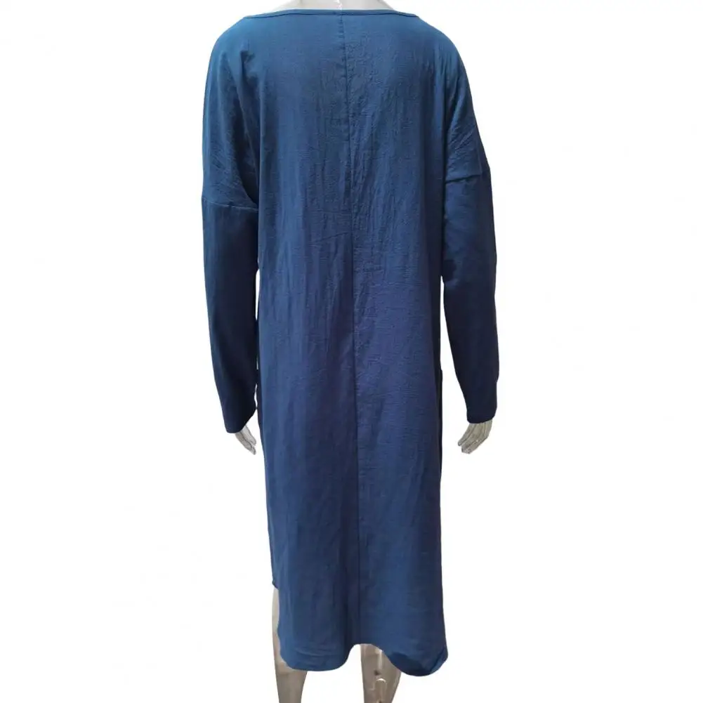 

Dress Chic Long Pockets Long Sleeves Wear-resistant Midi Dress Female Garment Women Dress Midi Dress