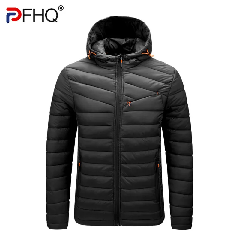PFHQ 2023 Winter Stylish Cotton Padded Mens Casual Coat Warm Parka Wear Clothes Trendy Hooded Solid Color Outdoor Jacket 21Q1776