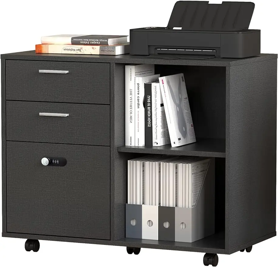 

Koifuxii Filing Cabinets for Home Office 3 Drawer - File Cabinets with Lock - Wood Lateral File Cabinet with Shelves