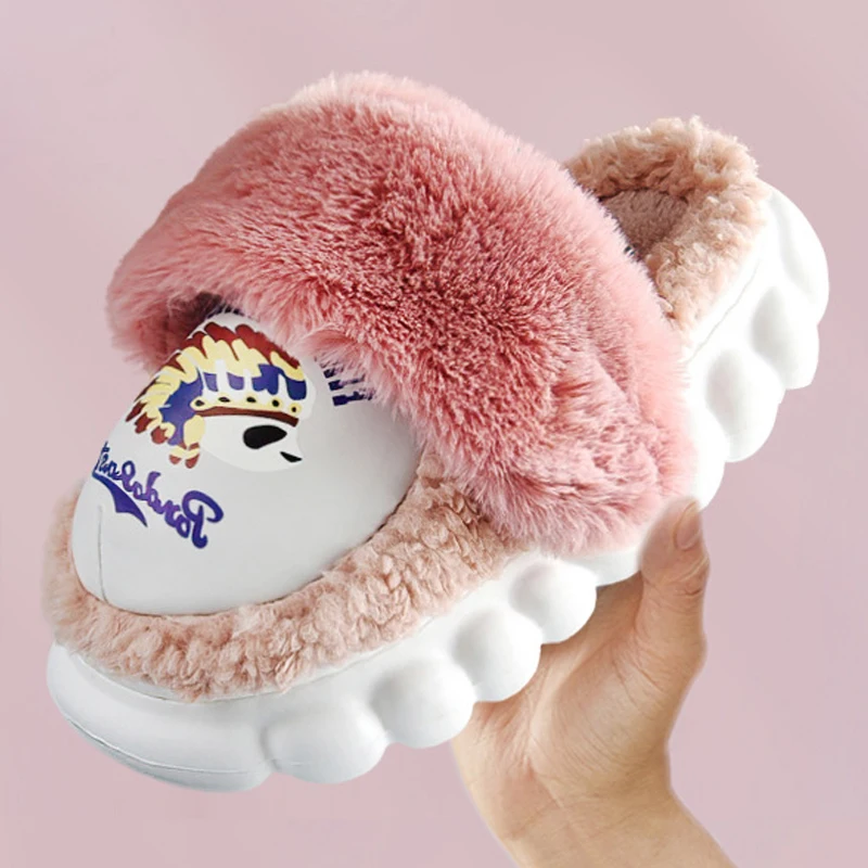 Winter Women's Indoor Slippers Eva Waterproof House Slippers for Female Platform Shoes With Fur Warm Non-slip Couples Slippers