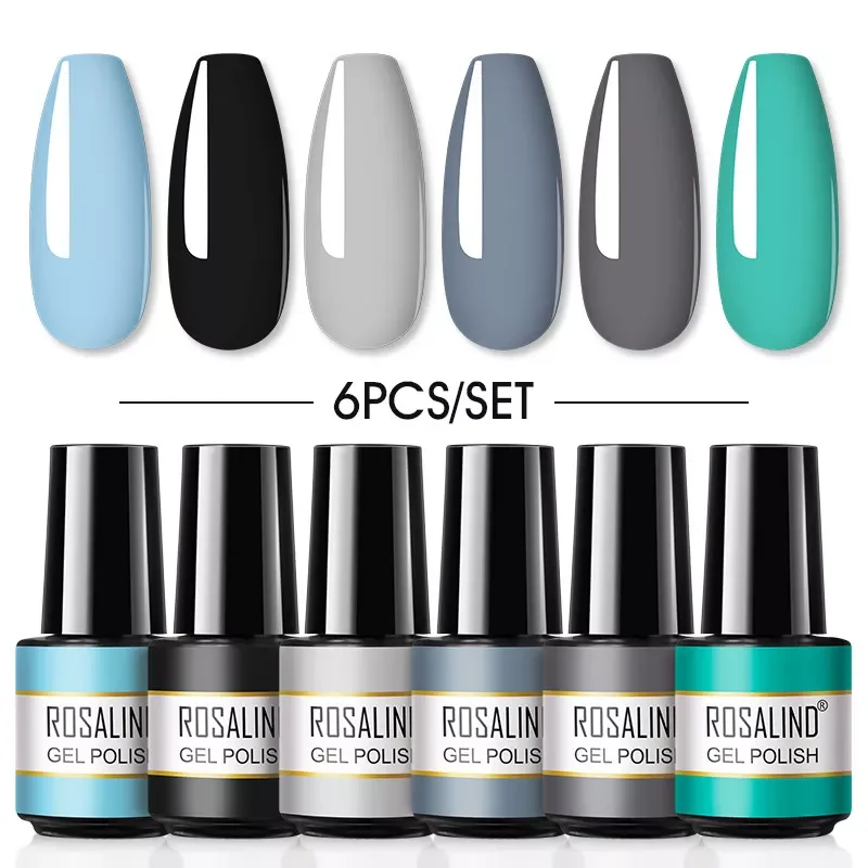 

6PCS Nail Kit Gel Nail Polish Set Vernis Semi Permanent Soak Off Base Top Coat Professional Nail Art UV Gel Polish Set