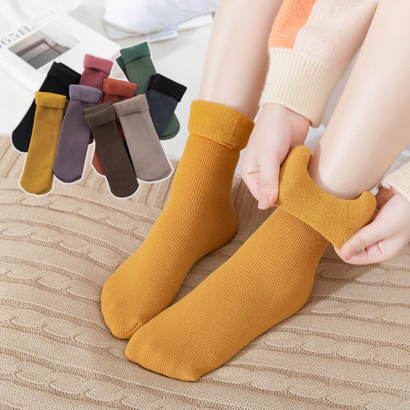 

keep warm single color women girl casual standard middle tube sock so-27