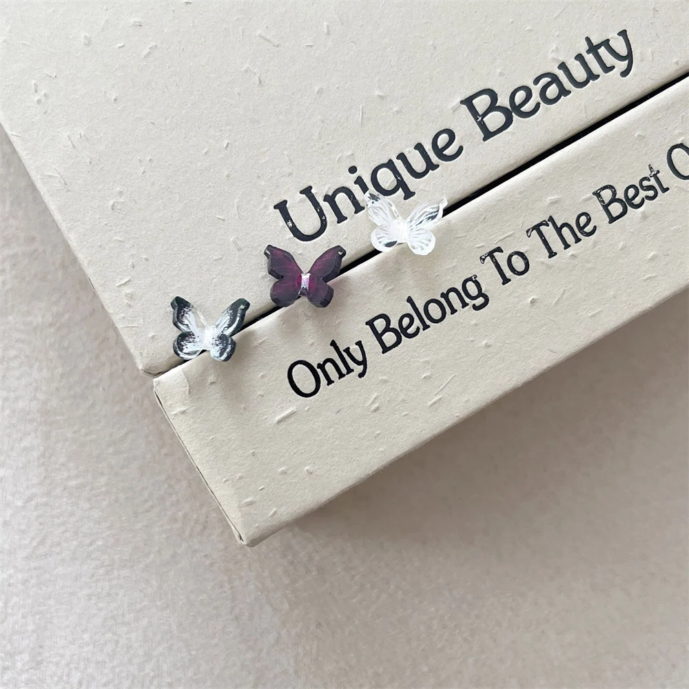 Градиентные серьги-гвоздики бабочки из акрила 3 пары