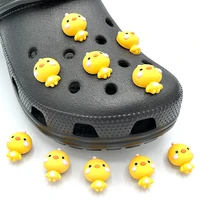 3d original little yellow chick icon cute shoe charms decoration for child croc clogs diy parts girls slippers pins accessories