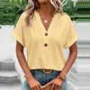 Women's Fashion Button T-Shirt Summer Short Sleeve Ladies Tops Casual 6