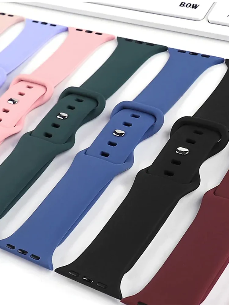 

Silicone Strap for apple watch band 45mm 44mm 42mm 41mm 40mm 38mm 45 mm belt bracelet iWatch series 6 5 4 SE 7 8 ultra 49mm band