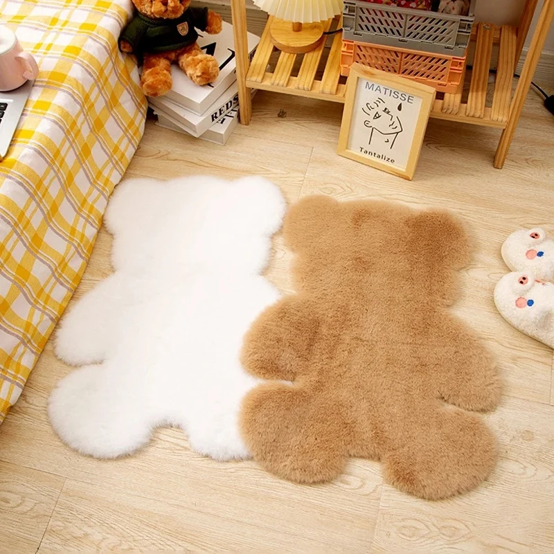 

Faux Fur Fluffy Bear Rug Super Soft Carpet Modern Living Room Bedroom Antiskid Mat Floor Carpets Decor Rugs Children Doormat