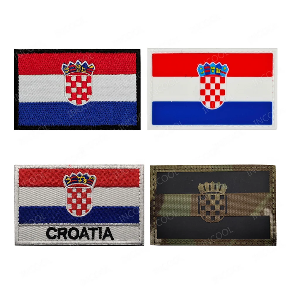 Вышитая нашивка с флагом Хорватии ИК-светоотражающие нашивки флагами резиновые