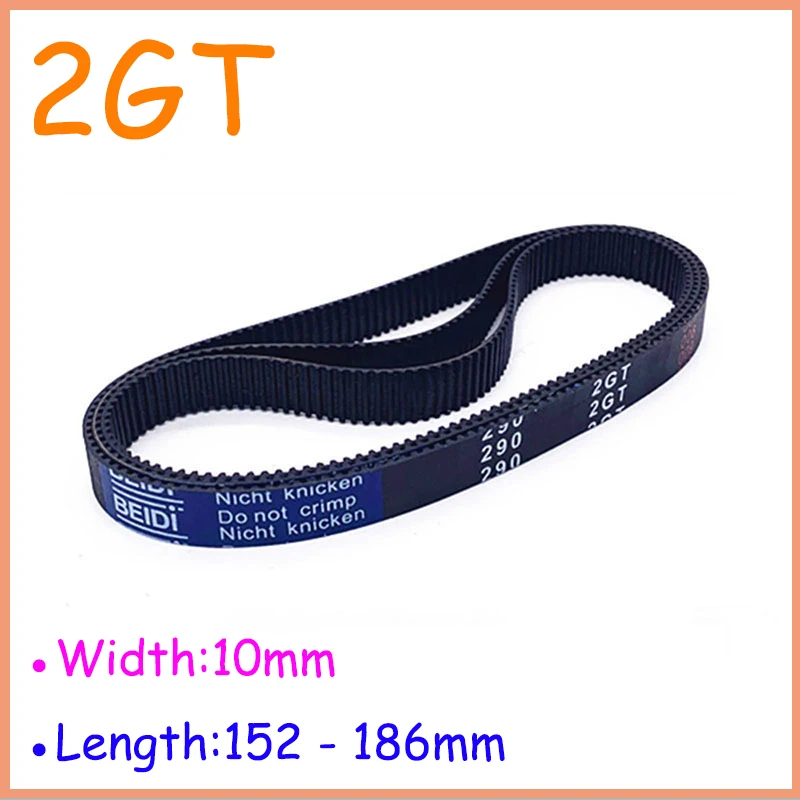 

Width 10mm 2GT Rubber Closed Loop Timing Belt Length 152 156 160 164 166 168 172 176 180 182 186mm Synchronous Belt Pitch 2mm