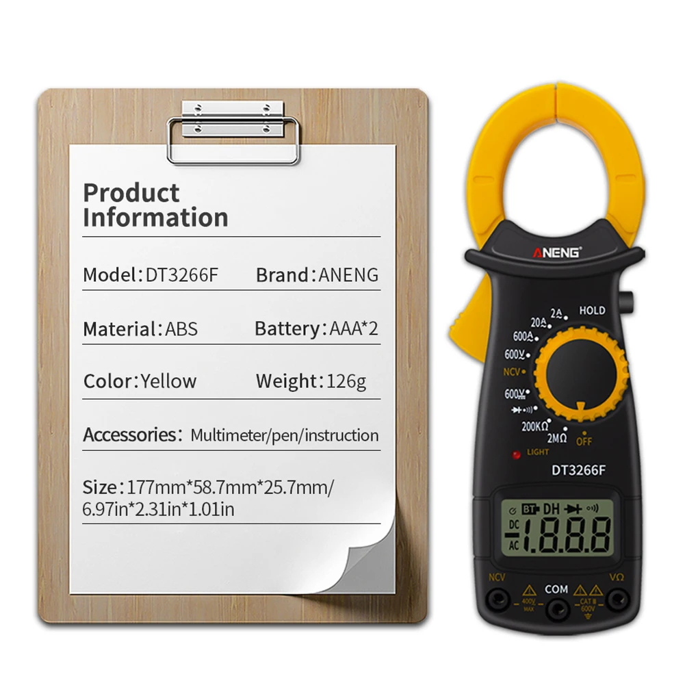 Digital Amper Clamp Meter Multimeter NCV Current Clamp Pincers Voltmeter Ammeter 600A AC/DC Ohm Current Voltage Tester images - 6