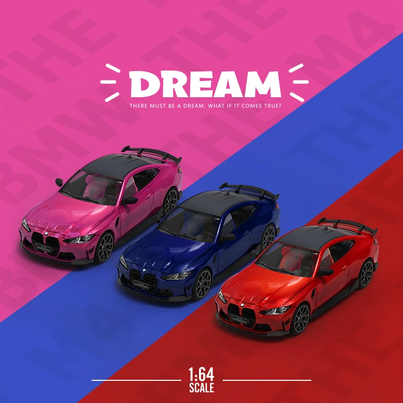 

Time Micro Dream 1:64 Model Car M4 Die-Cast Vehicle Alloy 3 Colors - Blue,Red, Pink