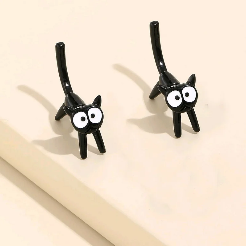 

New Small Black Cat Earring for Women Girl Fashion Cute Animal Earrings Party Jewelry Gifts Holiday Free Shipping