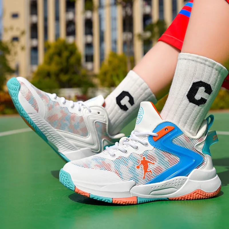 Summer Fashion Soft Mesh Basketball Shoes Boy Girl Breathable Comfortable Kids Basketball Sneakers Non-slip Children's Sneakers