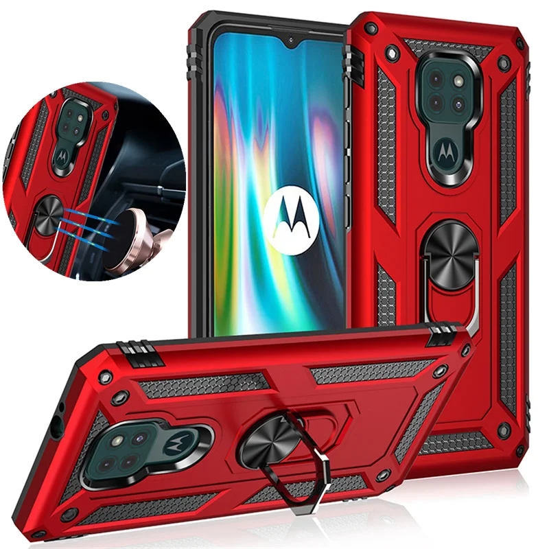 

Voor Motorola Moto G71 G51 G31 G60S G50 Case Stand Houder Magnetische Auto Ring Shockproof Armor Case Voor Moto G9 back Cover