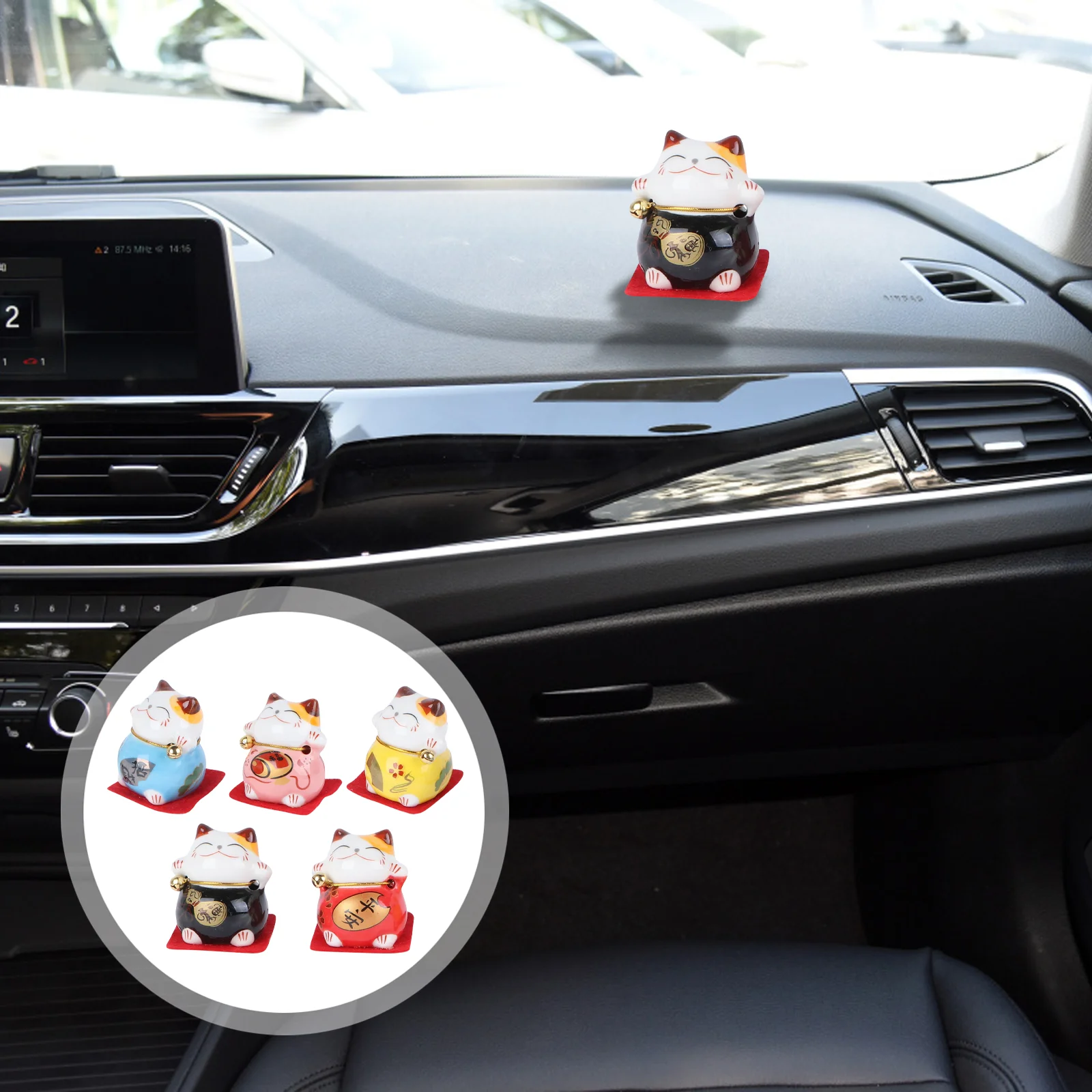 

5pcs Maneki Neko Cat, Fortune Waving Cat for Car Stores Home Ornaments, Decor