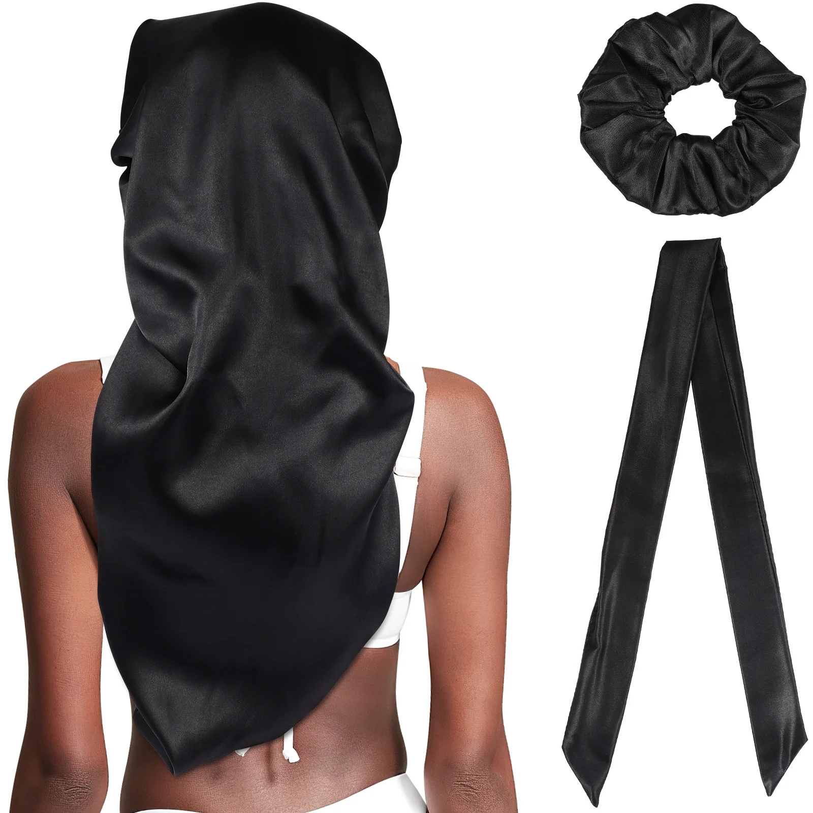 

3 Pcs Braid Bonnet Elastic Satin Hat Head Scarf Turban Sleeping Bonnets Black Women