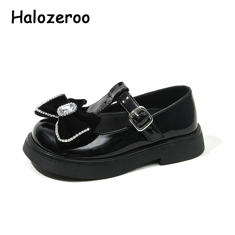

Kids Bow Princess Shoes Baby Girls Rhinestone Shoes Children Brand Shoes Black Dress Shoes Fashion School Mary Jane For Autumn