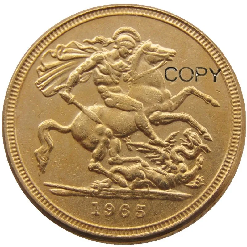 Высококачественные позолоченные монеты 1965 года в виде королевы FD Елизаветы II DEI бесплатно