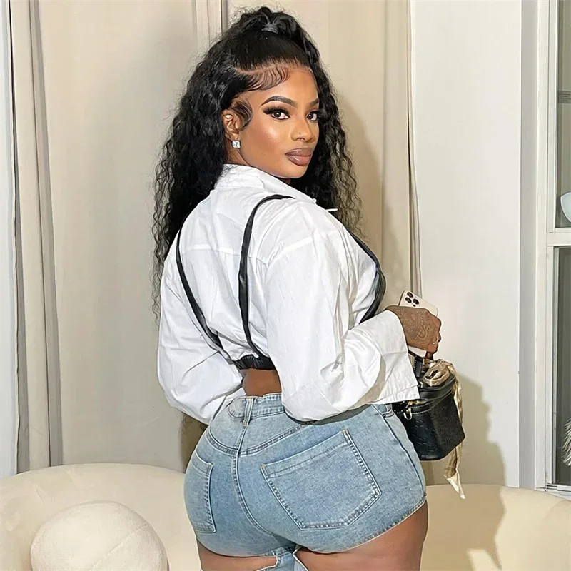 Уличная одежда однобортные рубашки с длинными рукавами блузки женская Y2K модные