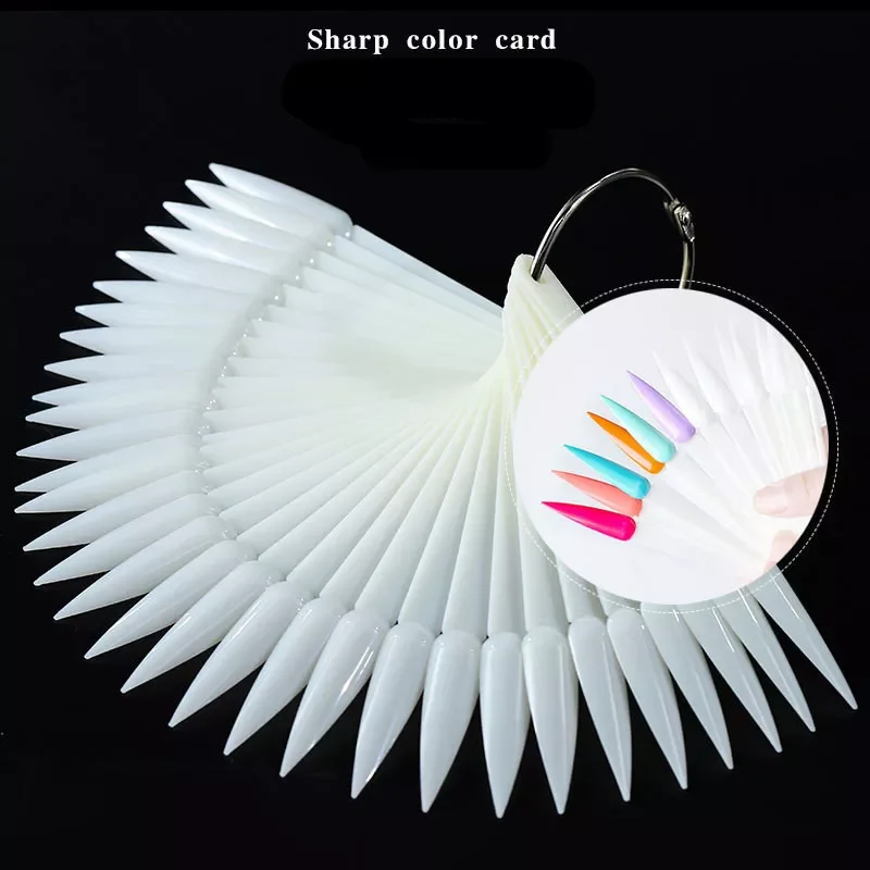 

Sharp Fan Shaped Nail Art False Tips Polish Gel Color Practice Display Showing Card Sticks Manicure Tools