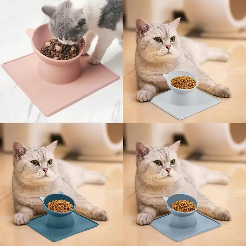 

Чаша для кормления кошек, приподнятый контейнер для кормления кошек, чашка для предотвращения рвоты, для щенков, питомцев, десертная чаша, аксессуары для кормления кошек