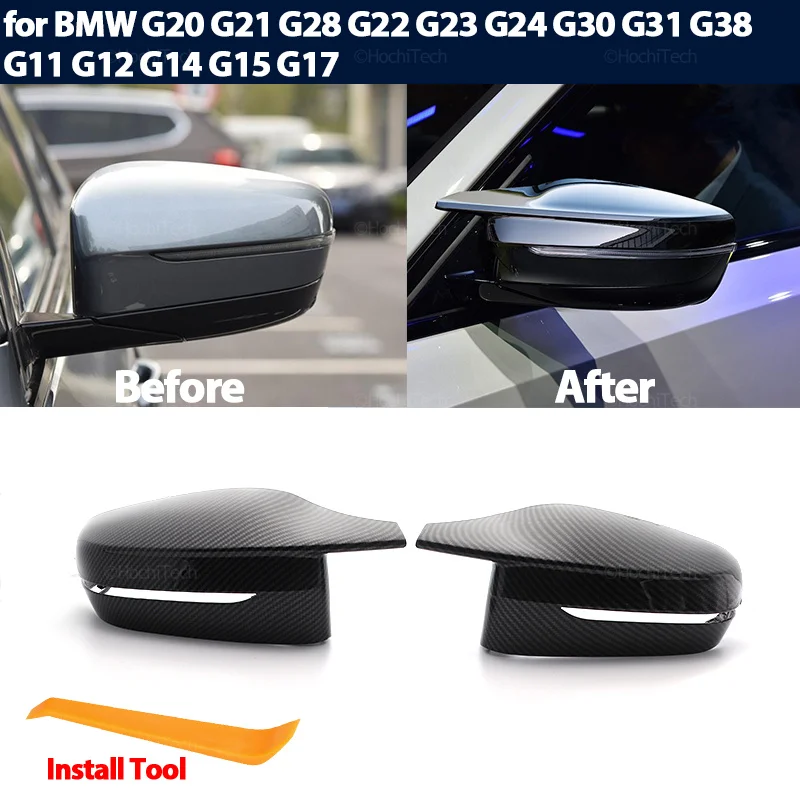 

Зеркальный чехол с боковым крылом, черный узор из углеродного волокна для BMW 3 4 5 7 8 серии G20 G21 G28 G30 G38 G11 G12 G15 G16 M4 style LHD RHD