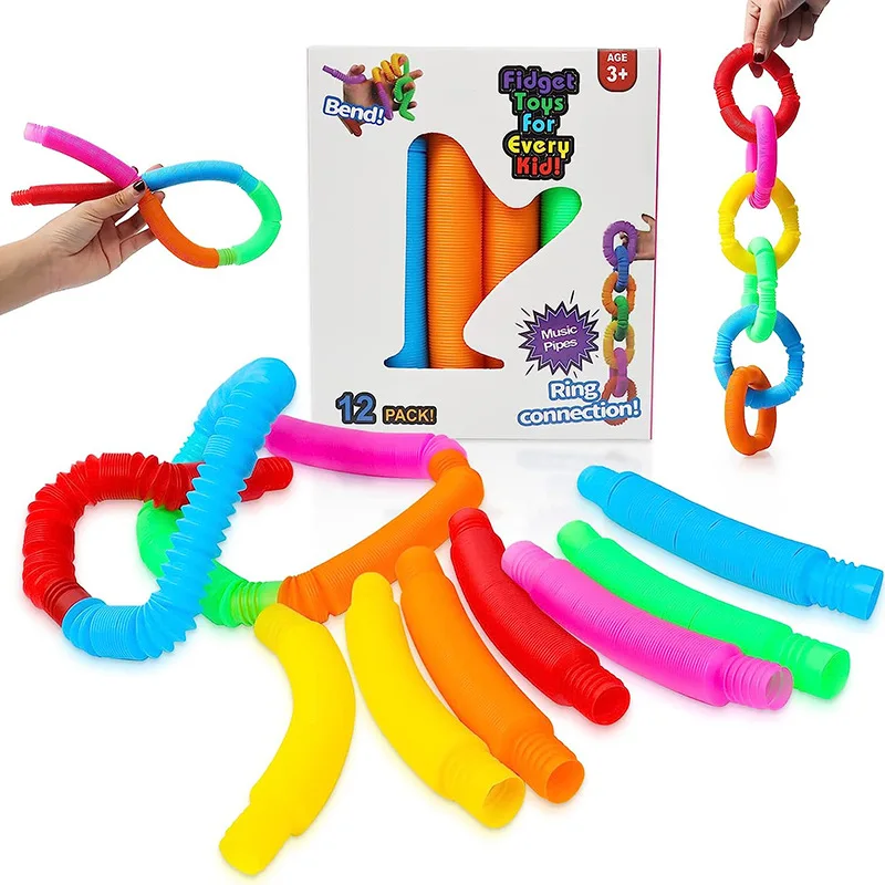 

8 шт. разноцветные поп-трубки, вертушки для волос, сувениры, сенсорные игрушки, подключаемые, Расширяемые, для снятия стресса, искусственные сувениры