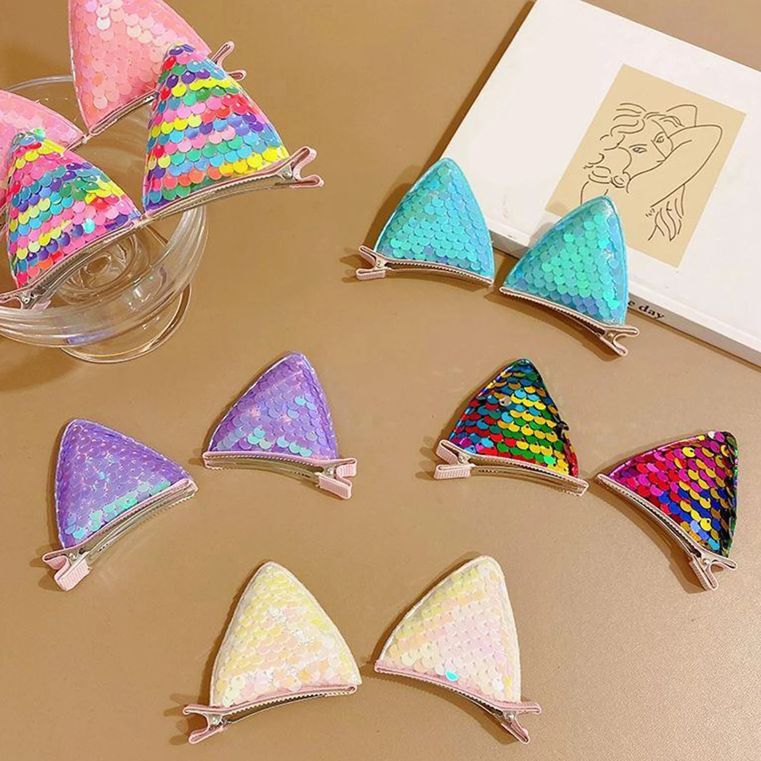 

2Pcs Cat Ears Hair Clip Girl Cute Hair Accessories Headwear Hairpins Kids Lovely Cartoon Hairpin Headdress