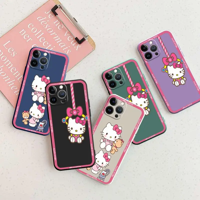 

Matte Phone Coque For Apple iPhone 12 11 14 Pro Max 13 7 Plus XR X 6S 6 8 Mini XS 5 12mini 13mini Cartoon Pink Hello Kitty