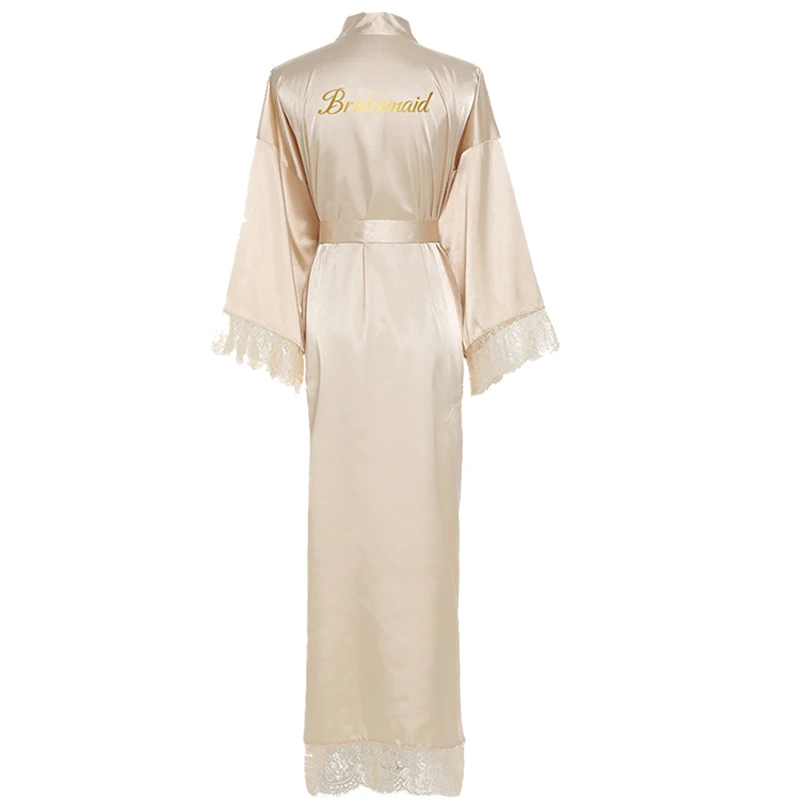 Customer Text New  Silk  Satin Lace Robes White Bridesmaid Bride Robes  Bridesmaid Robes Wedding  Long Robe  Bathrobe