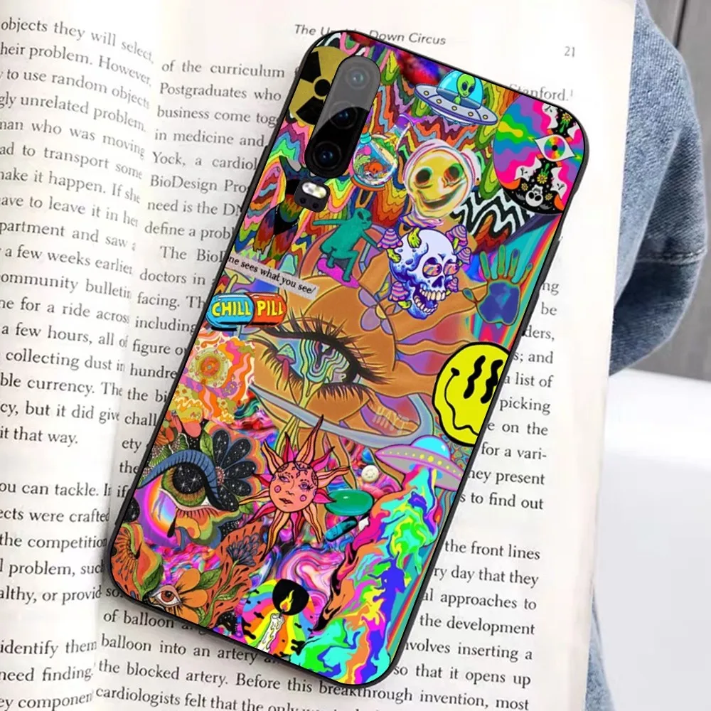 Cool Cartoon Graffiti Colored Laser Print Phone Case For Huawei Honor 10 lite 9 20 7A 9X 30 60 70 pro plus Soft Silicone Cover