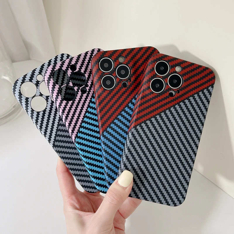 

Luxury Bumper Carbon Fiber Cover For iPhone 13 pro 12 11pro max x xs xr xsmax 7 8 plus Case All inclusive Shockproof soft Case