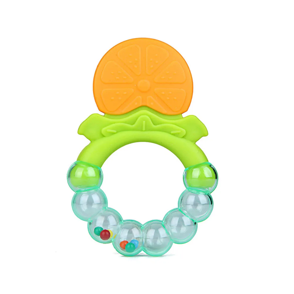 Food Grade Teethers Baby Silicone Training Toothbrush Fruit Shape Safe Toddle Teether Rattle Chew Toy Teething Ring Baby Chewing
