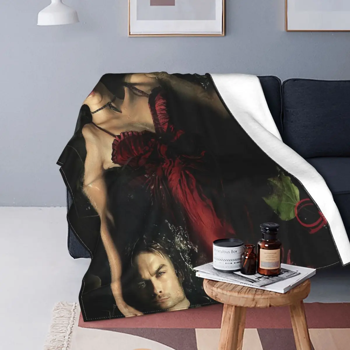 

Одеяло Дневники вампира с бархатным принтом, многофункциональное супер мягкое покрывало для постельного белья, офисное покрывало