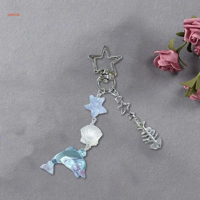 N1HE Стильный брелок для телефона с дельфином и ракушками Уникальный мобильный в
